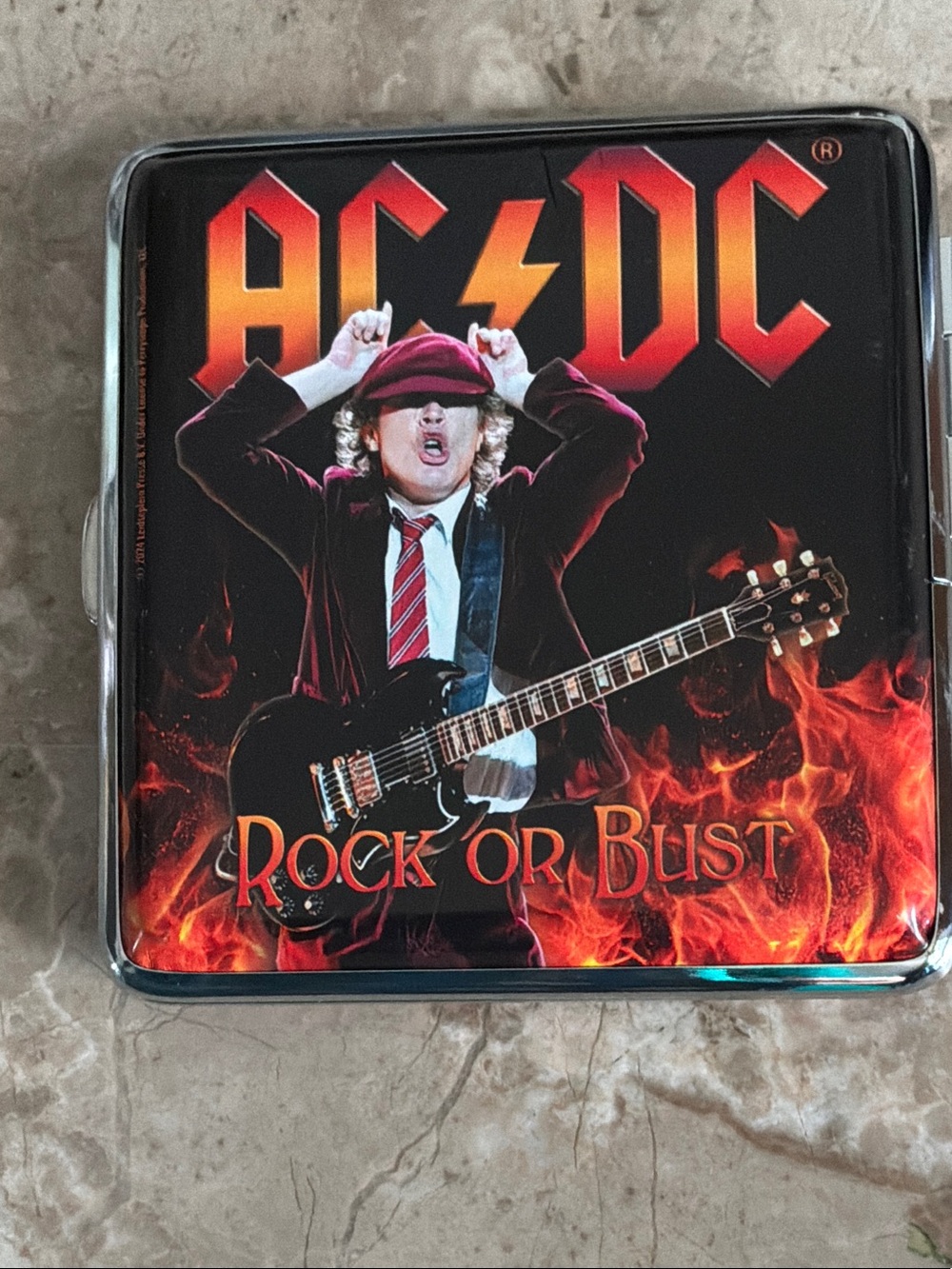 AC/DC Black & Red Rock-Or-Bust Tin Wallet